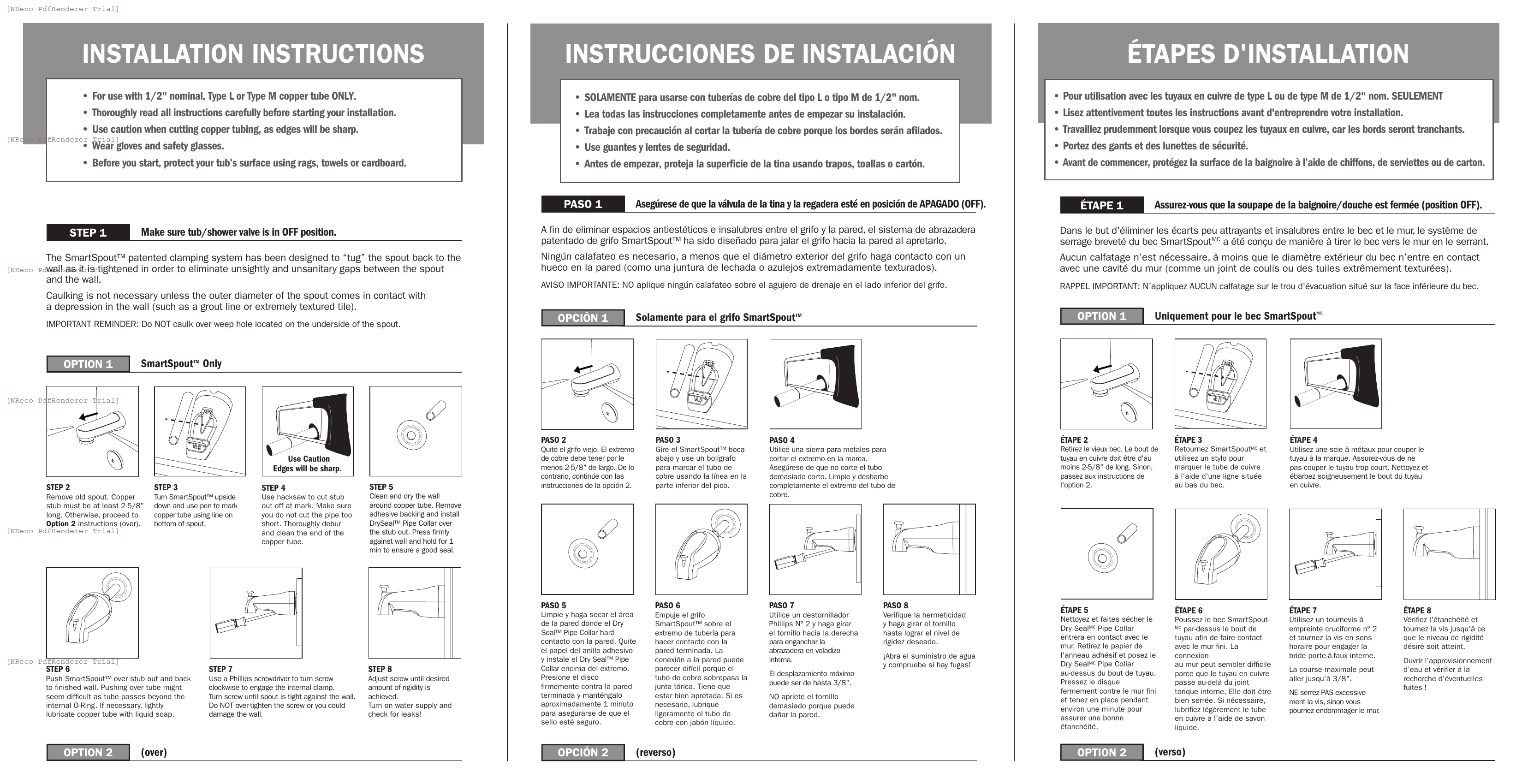 972 SERIES - SMARTSPOUT TUB SPOUT - INSTRUCTION SHEET.PDF Technical Document